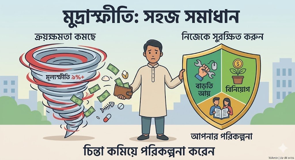 মূল্যস্ফীতি বাংলাদেশ অর্থনীতি ব্যক্তিগত অর্থ ব্যবস্থাপনা সংসার খরচ সঞ্চয়পত্র inflation Bangladesh আয় বাড়ানোর উপায় জীবনযাত্রার খরচ ঢাকা আর্থিক পরিকল্পনা
